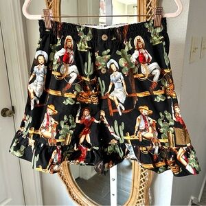 Cowboy Pajamas / Black Vintage Cowgirls Pajama Shorts